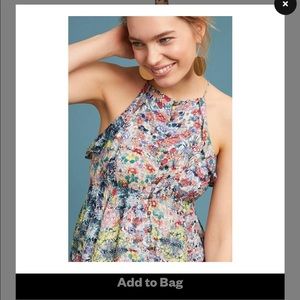 Anthropologie Multicolor New Meadow Rue Allerton Floral Halter Style Maxi Dress